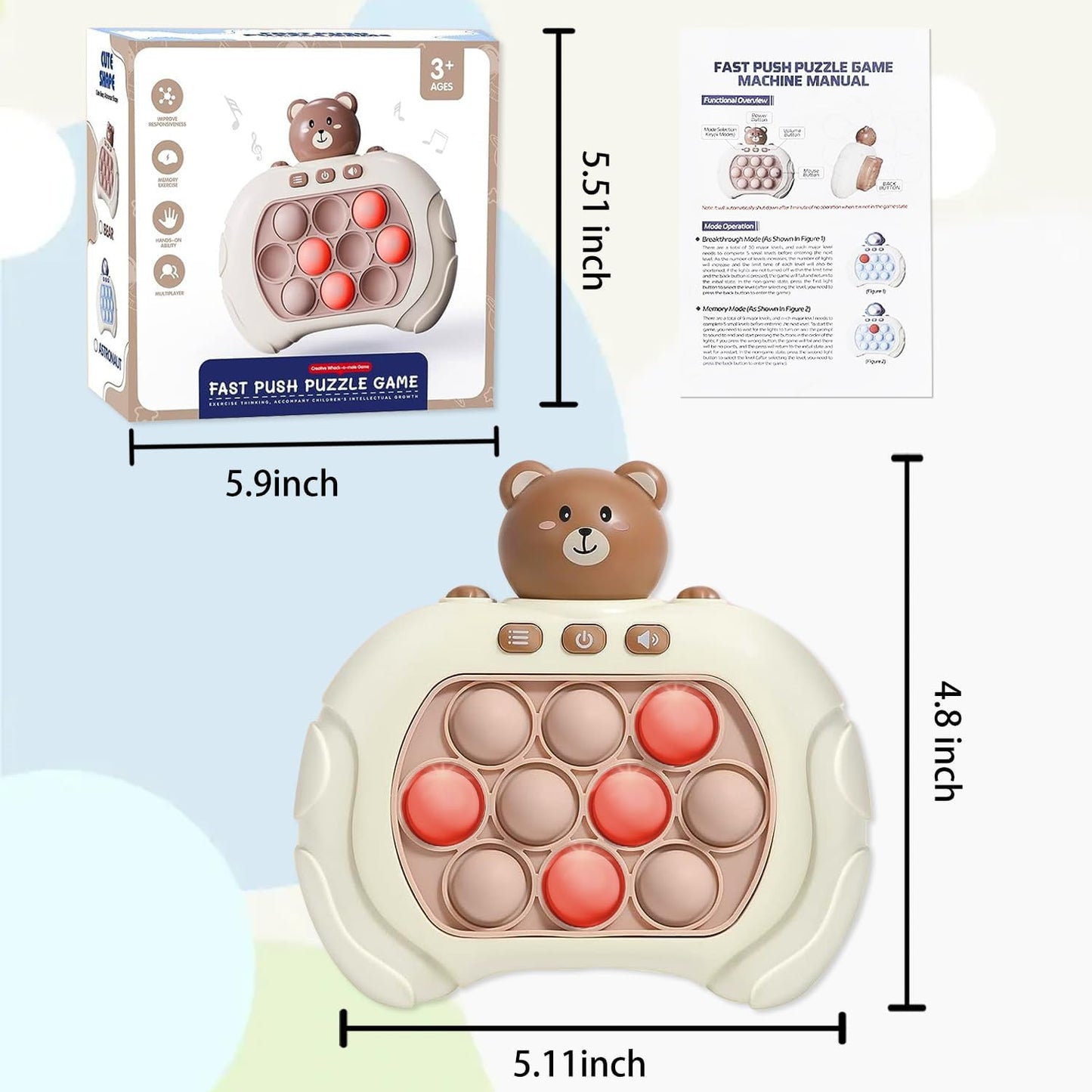 Pop GameToys for Kids 6-12, Fidget Toys for Autism Sensory Toys Mini Games,Bubble Stress Fingertip Luminescence Light Up GameBirthday Gifts for Boys, Girls