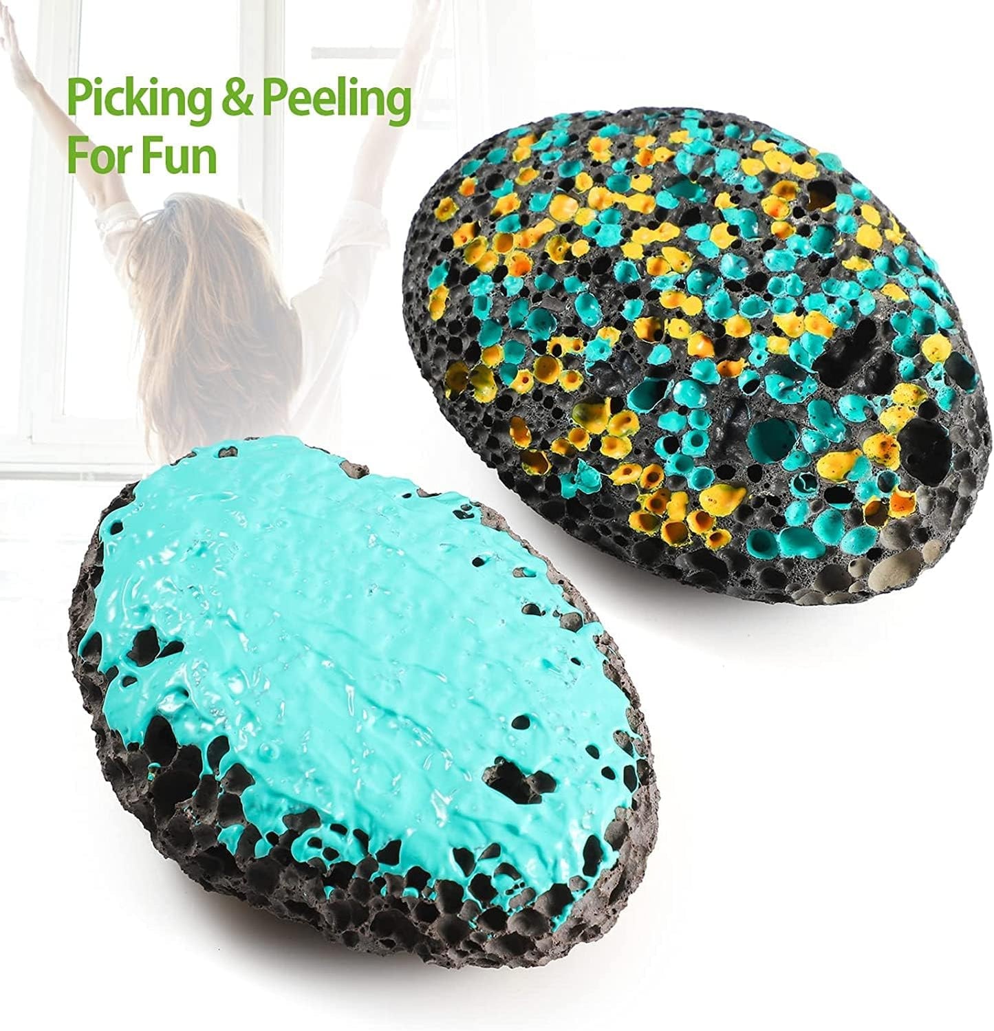 Fidget Picking Stone Kit for Anxiety Relief ADHD OCD Dermatillomania, Fidget Toys,Adult Fidget Toy for Anxiety Relief Therapy,Pick Peel Calming Stone,Fidget Toy Great Gift for Adults