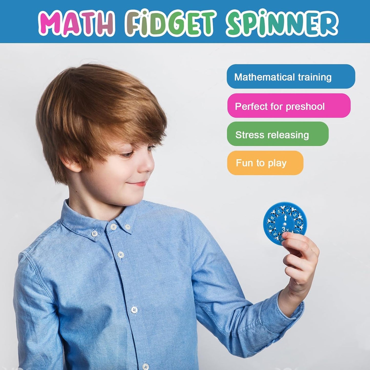 MerryXD Math Fidget Spinners，Smooth Spinning Interactive Learning Toy for Kids Fun Math Games to Relieve Stress Multiplication & Division Math Facts Fidget Spinners