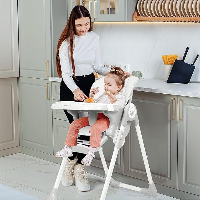 4 in 1 High Chairs for Babies and Toddlers, Convertible Foldable Baby High Chairs, Feeding and Eating Seat Highchair with 4 Levels of Recline and 7 Levels of Height Adjustment, Gray