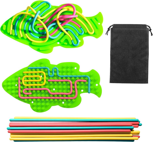 Sensory Activity Board Toy for Kids - Silicone Fidget Toy Silent with Portable Bag for Calming, Stress, Anxiety, ADHD & Autism,Ideal for Age 3+, Quite Travel Toys with 18 Strings for Children Teens