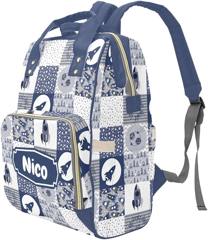 Rocket Personalized Diaper Bag with Custom Name – Custom Baby Tote Backpack for Mom, Unique Gift for New Parents, Baby Shower Essentials