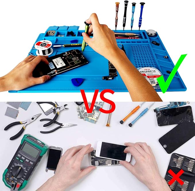 Kaisi S-160 Soldering Mat Insulation Silicone Magnetic Repair Work Station Mat Heat-Resistant for BGA and Gun Soldering Iron, Workbench, Cell Phone Laptop Repair, Size: 17.8 x 11.8 inch