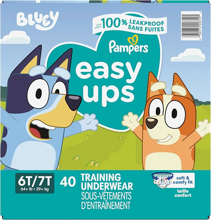 Pampers Training Pants - Easy Ups Boys & Girls Bluey - Size 6T-7T, 40 Count, Children's Potty Underwear