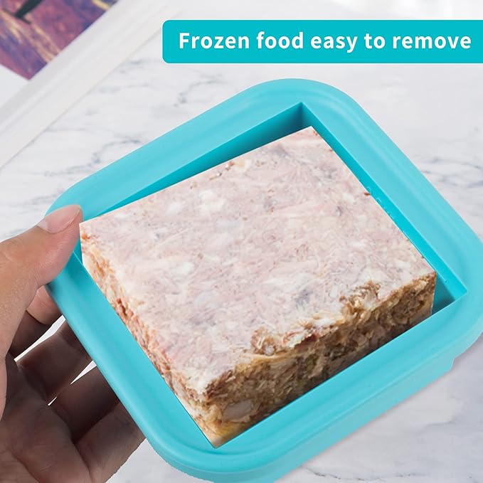 Silicone Freezing Tray with Lid - 2-Cup 2 Pack Freezer Containers,Make 1 Perfect Freezing,Storing Soups, Foods, Stews, Dips or Sauces Simple and Convenient Color Aqua