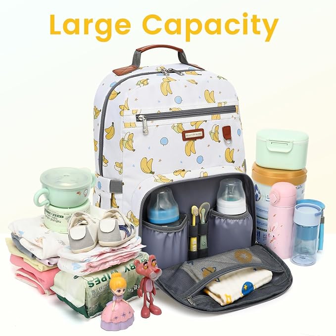 Diaper Bag Backpack, Large Baby Nappy Bags with Portable Changing Pad for Boys and GirlsMultifunction Travel Baby Bag for Moms Dads, Shower Gifts Waterproof and Stylish