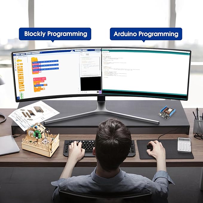 ACEBOTT ESP32 Smart Home IoT Starter Kit, STEM Kit Compatible with Arduino IDE, Stem Toys Coding Kit with House Building, Sensors & App Control, STEM Educational Kit for Kids 12+