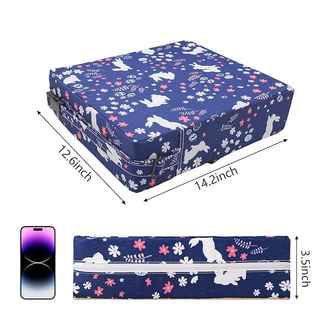 SMZCTYI Toddler Booster Seat for Dining Table, Stronger Support Non-Slip Bottom Double Safe Straps Booster Seat Dining Toddler, Portable Travel Increasing Cushion (Navy Blue Rabbit)