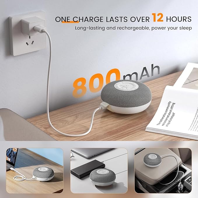 YEVIK 39 Sounds White Noise Machine with Night Light, Portable Rechargeable Sleep Sound Machine for Adults Kids Baby, USB-C, Timer for Home Office Travel Relaxation