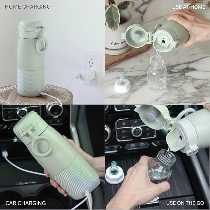 Portable Bottle Warmer, Digital Display Portable Milk Warmer for Breastmilk, Temperature Control, Automatic Lock, Rechargeable Water Warmer Travel Milk Warmer for Outdoor Parks