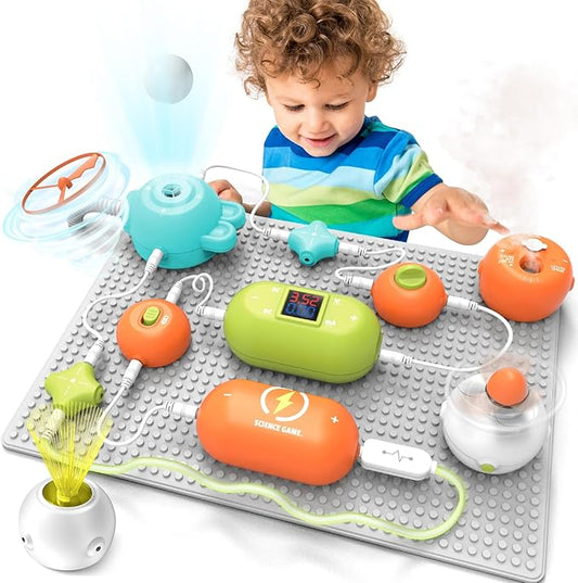 STEM Science Kit for Kids Ages 3-12，31 Electronic Parts, 300+ Fun Projects, No Soldering, 18-Page Guide, DIY Electronics Exploration Toy, Gifts for Boys & Girls