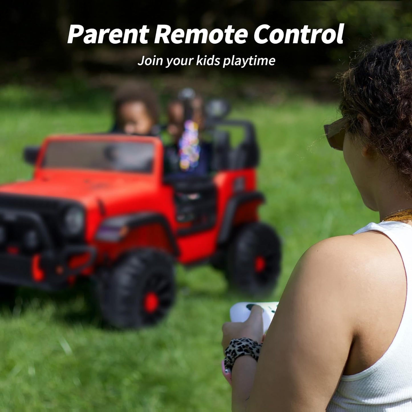 2 Seater Ride on Toy Car for Kids, 24V 4WD Ride-on Truck Kids Electric Car with Remote Control, 4x200W Motors - Red