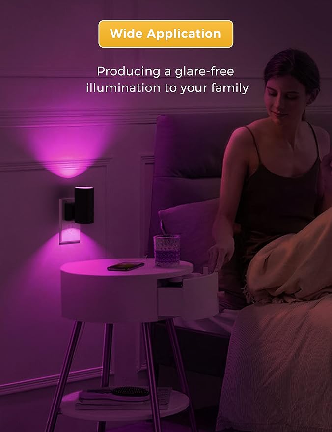 L LOHAS LED Night Light, Night Lights Plug into Wall, Color Changing Nightlight RGB with Light Sensor, Home Decor for Kids Gifts, Halloween, Christmas, Holiday, Hallway Bedroom Kids Room, 2 Pack