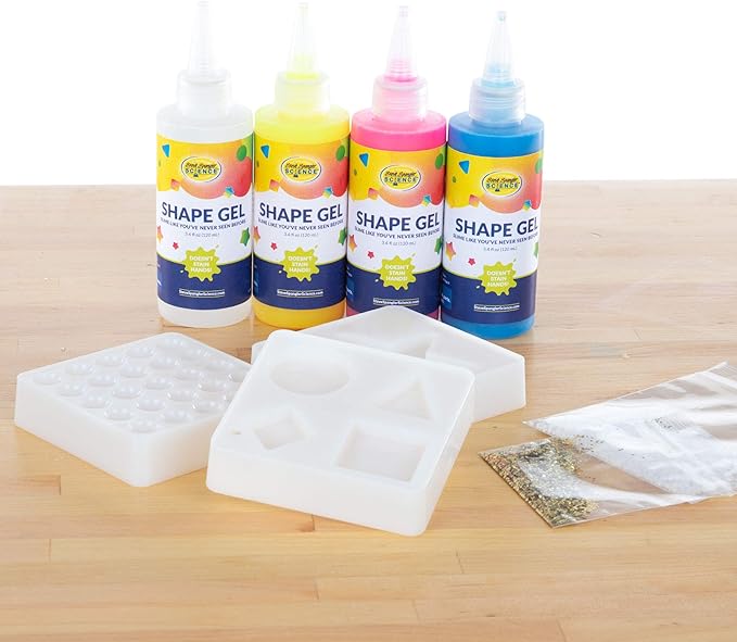 Steve Spangler Science Shape Gel Deluxe Kit – Hands-On Science Kit for Kids to Learn About Polymers, DIY Slime Kit for Classroom and Home Learning – STEM Activity for Ages 6+