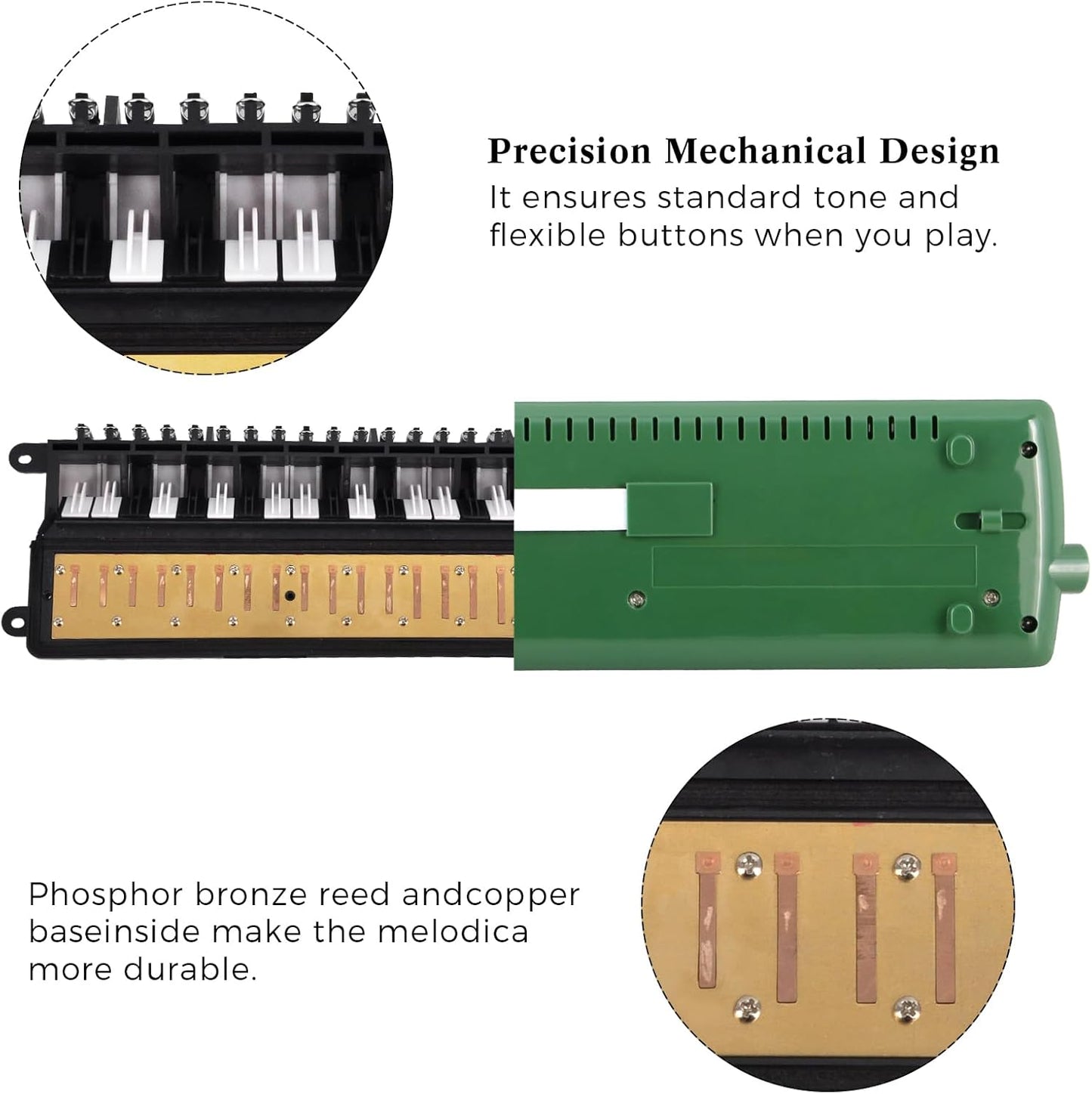 EASTROCK 32 Key Melodica Instrument Air Piano Keyboard Soprano Melodica with 2 Mouthpieces Tube Sets Carrying Bag for Beginners Adults Gift Green