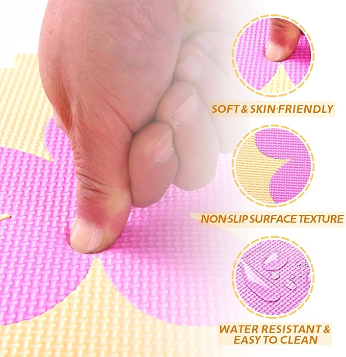 Coolcandy Baby Play Mat Without Fence, 9Pcs Interlocking Puzzle Floor Mat, 0.4" Thick Non-Toxic EVA Foam Play Mat, for Infants & Toddlers 3-36 Months, Soft Puzzle Tiles for Play Areas