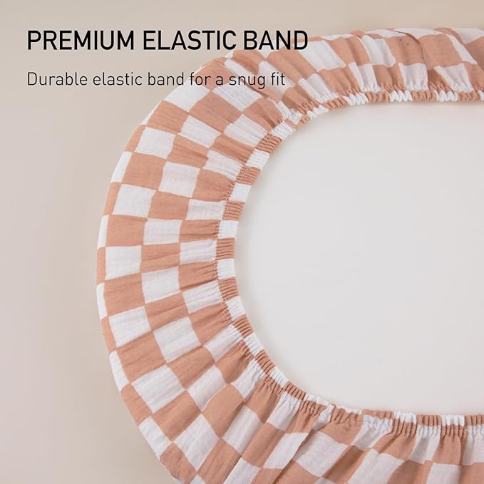 Muslin Bassinet Fitted Sheets, 2 Pack for Baby Boy and Girl, Soft Breathable Baby Pad/Mattress Sheet, Fit for Hourglass Oval and Rectangle Bassinet Mattress (Lattice Rainbow)