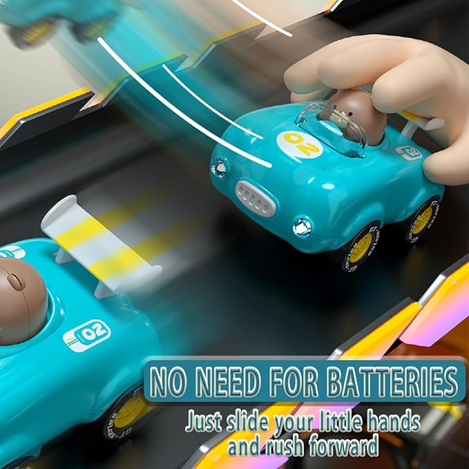 1-3 Years Old Friction Power Car Toys, Push and Go Pull Back Trucks Suitable for Toddlers 1 2 3 Year Old Kids Toys for Boys and Girls Birthday Party (Blue)