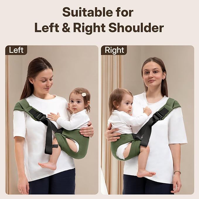 Toddler Carrier for 25-60 lbs,Comfortable&Lightweight Baby Sling Carrier,Adjustable with Left/Right Shoulder Straps,One Size Fits All,Ideal for Shopping and Travel-Green