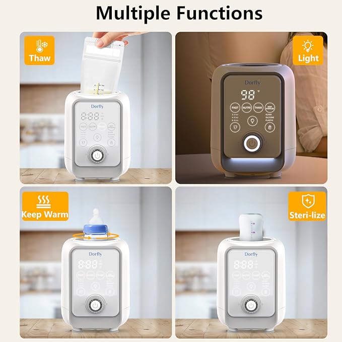 Swirlable Baby Bottle Warmer 3 Mins Fast Bottle Warmer 9 in 1 Bottle Warmer for Breastmilk & Formula Accurate Tempertature Control Milk Warmer for Baby with Night Light for Bedroom