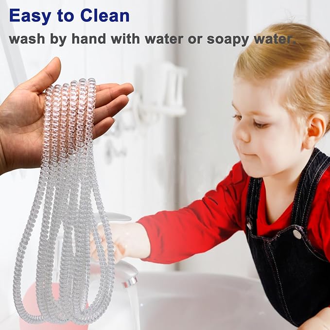 Chew Necklaces for Sensory Kids, 12 Pcs Clear Coil Chewy Necklaces Stretchy Bracelet for Boys Girls with Autism ADHD SPD,Oral Motor Chewable Necklace Reduce Anxiety and Fidgeting Stress