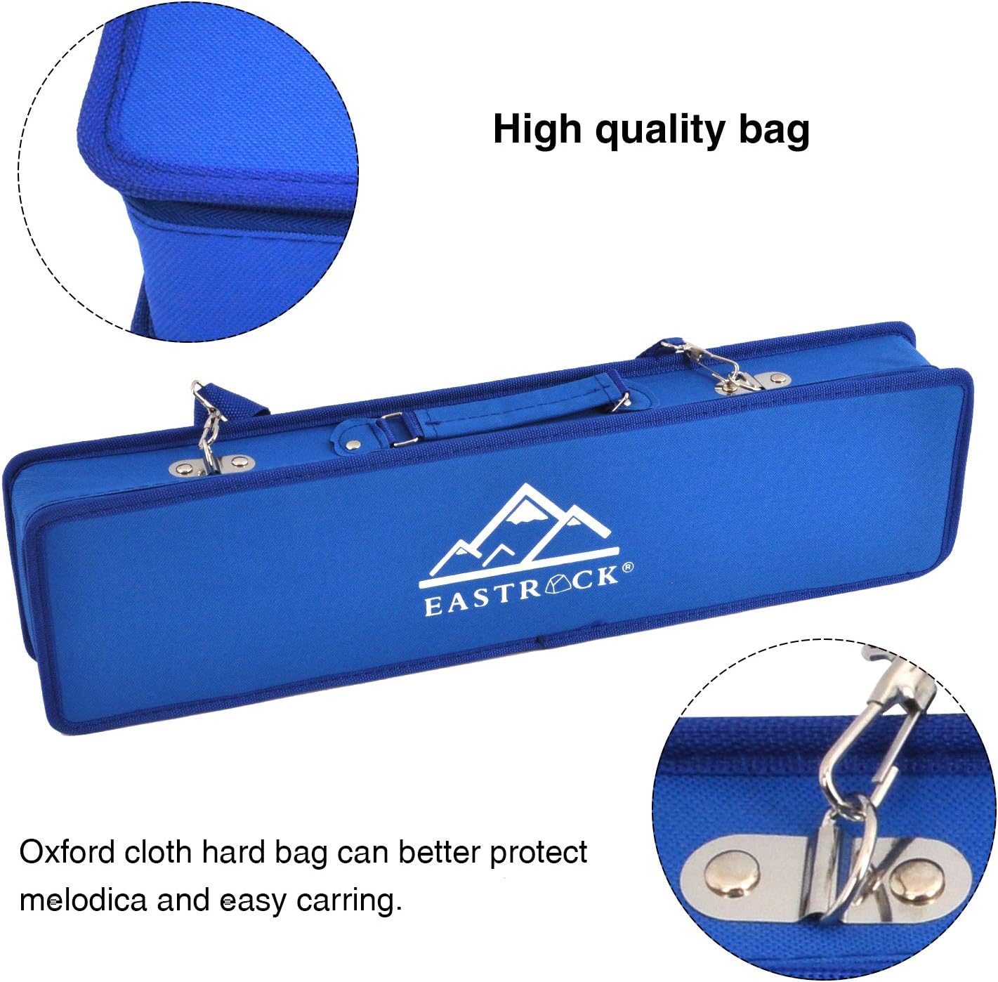 EastRock 37 Key Melodica Instrument Keyboard Soprano Piano Style with Mouthpiece Tube Sets and Carrying Bag for Beginners Adults Gift Blue