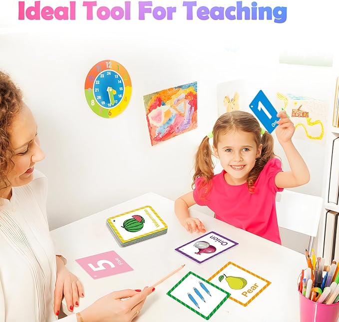 Toddler Learning Flash Cards, 60 PCS Double Sides Flashcards for Alphabets, Numbers, Colors, Shapes, Sight Words, Baby Cognitive Flashcards for Kids, Preschool Kindergarten Learning Activities