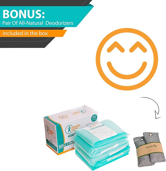 Jasclair Refill Bags Compatible with Dekor Classic Diaper Pail (4 Pack) | Baby Powder Scent | Multi-Layer Odor-Locking Liners | Leak-Resistant | Not for Dekor Plus