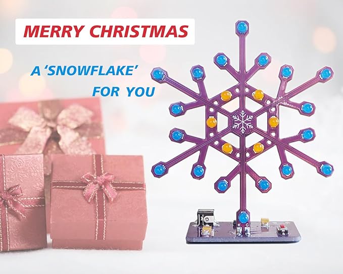 Soldering Practice Kit Snowflake Shaped LED Project Kit for School and Home Teaching Learning Electronic, Ideal Gift for Family and Friends