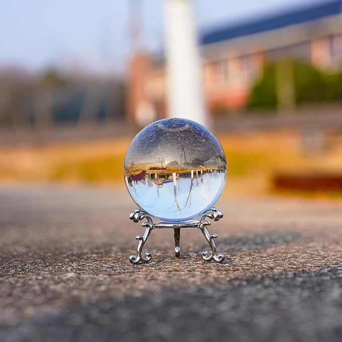 ZEERSHEE 60mm Sparkling Clear Crystal Ball with Stand Handcrafted Photography Prop for Magical Shots Elegant Home & Party Decor for Women