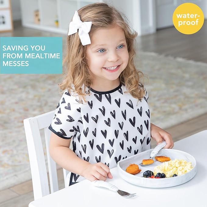 Bumkins Bibs - Toddler Bibs, Waterproof, Large for 1-3 Years, Short Sleeve