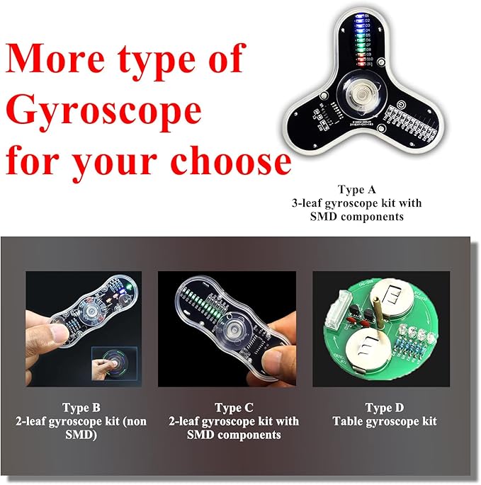 ISolderStore Soldering Practice Kit 3 Leaves LED Rotating Gyroscope DIY Kit Soldering Project Electronics Kit Soldering Practice Kit for Kids and Adults