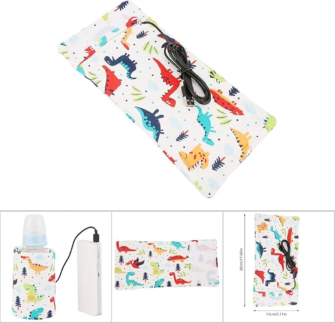 GOTOTOP Portable Milk Warmer Bottle Case with USB Charging Port for Baby Care (Dinosaur)