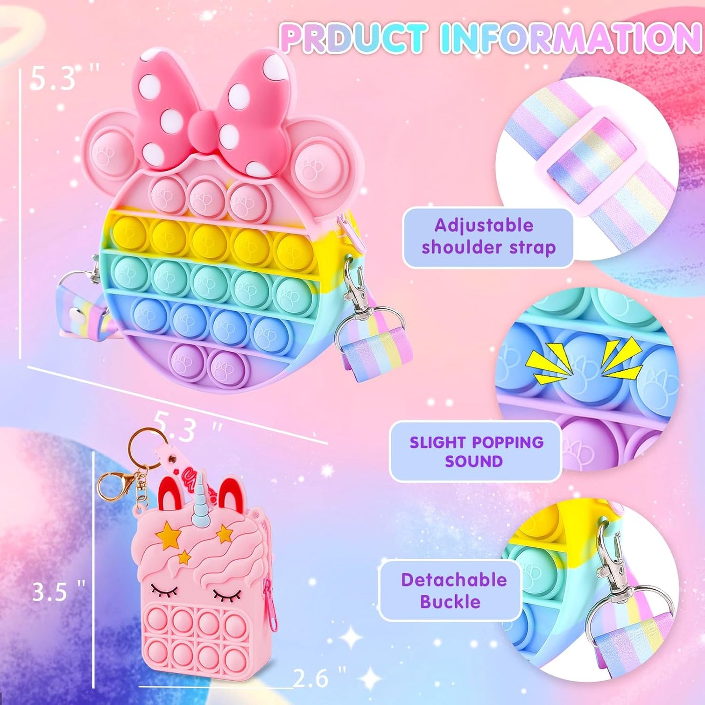 Aucma 2 Pack Purse for Girls Toys Wallet Animal Unicorn Crossbody Handbag Bag Kid 3 4 5 6 7 8 9 10 11 12 Years Old Birthday Valentines Gift 2022 Stocking Stuffers Christmas Stuff