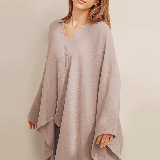 Konssy Muslin Nursing Cover for Breastfeeding, 360° Full Privacy Breathable 100% Cotton Breastfeeding Cover, Multi-use