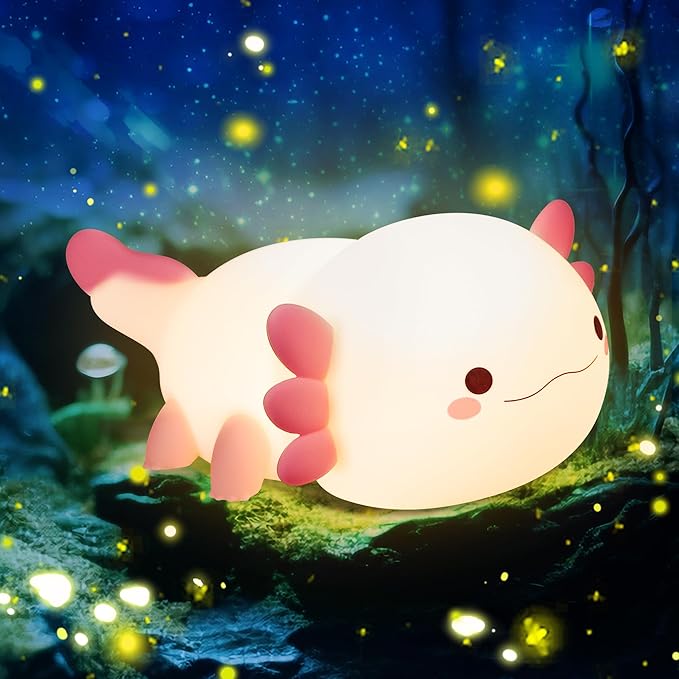 Axolotl Gifts, Cute Axolotl Night Light for Kids, Animal Silicone Nursery Night Lamp, Cute Room Decor Night Light for Kids Girls Boys Birthday Christmas Gifts