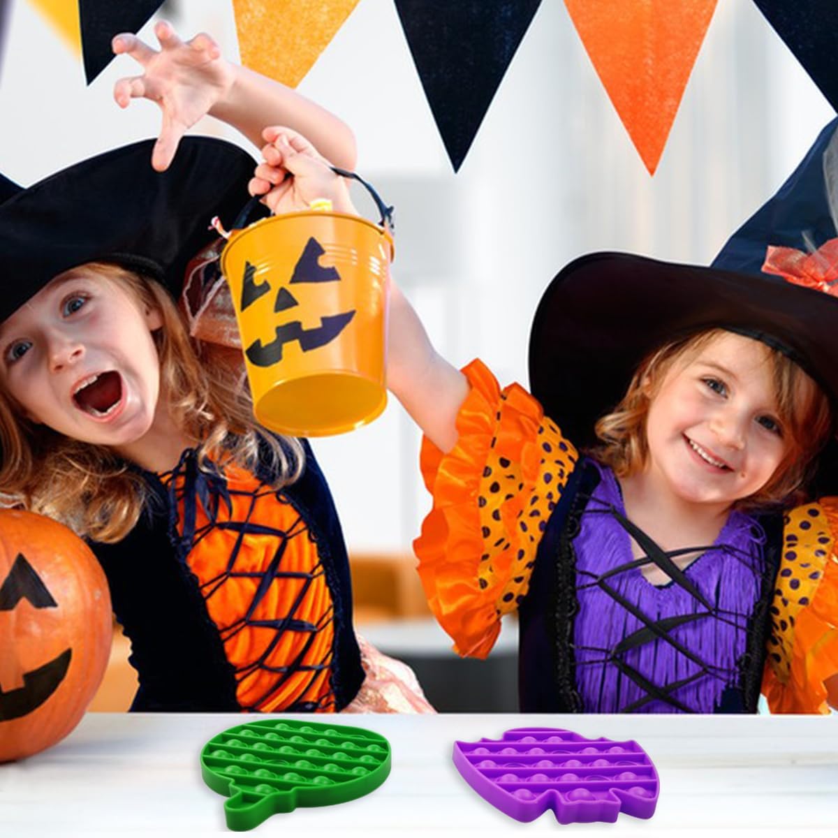 4 Pack Halloween Pop Fidget Toys Sensory Toys for Kids Girls Boys Halloween Party Favors Halloween Treat Bags Gifts Stress Relief