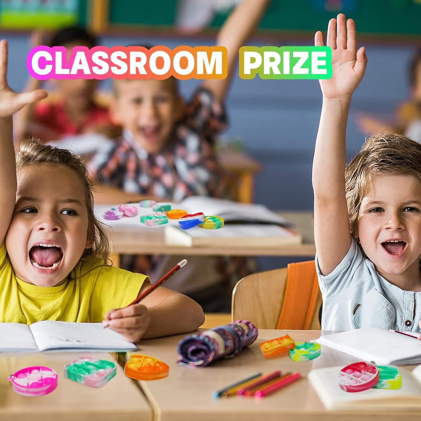 24 PCS Pop Fidget Toys Bulk Its Party Favors for Kids Toys 3 Shape Mini Pop Keychain It Birthday Goodie Bag Stuffers Fidgets for Kids Classroom Prizes End of Year Student Gifts Sensory Fidget Toy Pack