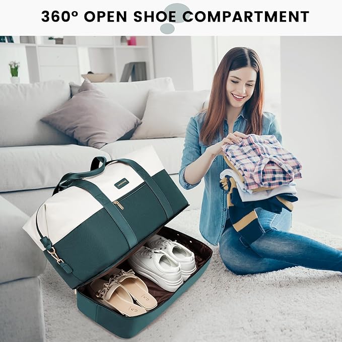 LOVEVOOK Weekender Bag, Large Travel Duffel Bag for Women with 2 Packing Cubes, Carry on Overnight Bag with Shoe Compartment, Mom Hospital Bags for Labor and Delivery