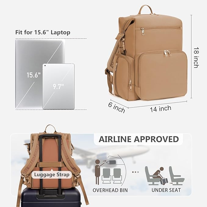 CEI-CEI Neoprene Diaper bag Backpack Waterproof Baby Changing Bags for Mom and Dad with Changing Pad Large Travel Maternity Tote with Insulated Pockets and Organised Compartments (Oat)