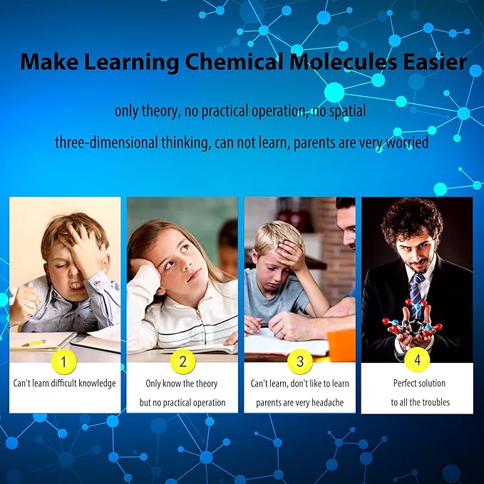 Organic Chemistry Molecular Model Kit 206pc Middle,High School Supplies, Educational Science Set Gift for Student to Learn Structure and Reactions