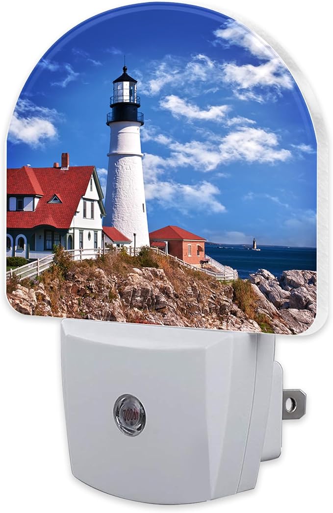Beautiful White Lighthouse Night Light Plug into Wall, Ocean Seaside Lighthouse Dusk to Dawn Night Light Plug in,0.5w Energy Saving Sleep Friendly NightLight for Kids Boys Girls Home Decor