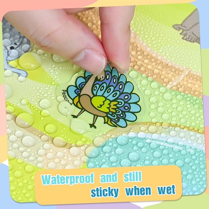 Jelly Sticker Books Reusable 4 Sets Sticker Pack Toddlers Toy 3-12 Years Baby Boy/ Girl Gift Essential, Airplane Baby Toy, Travel Essential Durable Skin-Friendly ( Animals, Dinosaurs, Space, Vehicles)