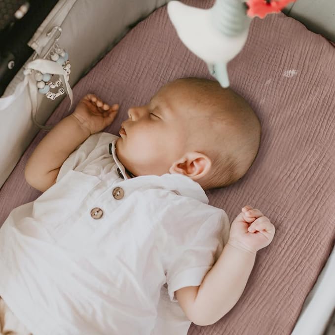 lulumoon Muslin Bassinet Sheets Baby: Cotton Bedside Bassinet Sheets Fitted for Chicco Lullago Anywhere & Baby Bjorn Cradle