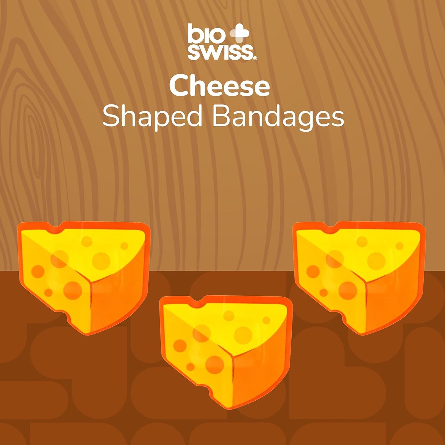 BioSwiss Bandages, Cheese Shaped Self Adhesive Bandage, Latex Free Wound Care, Fun First Aid Kit Supplies for Kids and Adults, 50 Count