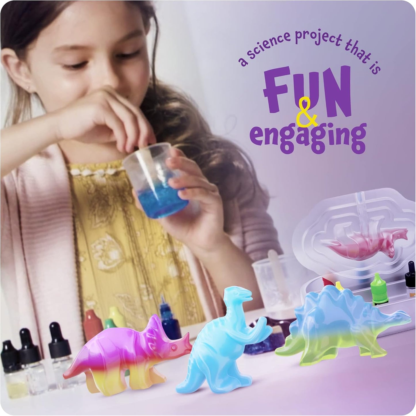 Dan&Darci Dino Soap Making Kit for Kids, Dinosaur Science Toys Kits, Gifts for Kid All Ages, DIY Activities Craft - Art Crafts Gift Set for Boys and Girls Age 3 4 5 6 7 8 12 Year Old Boy