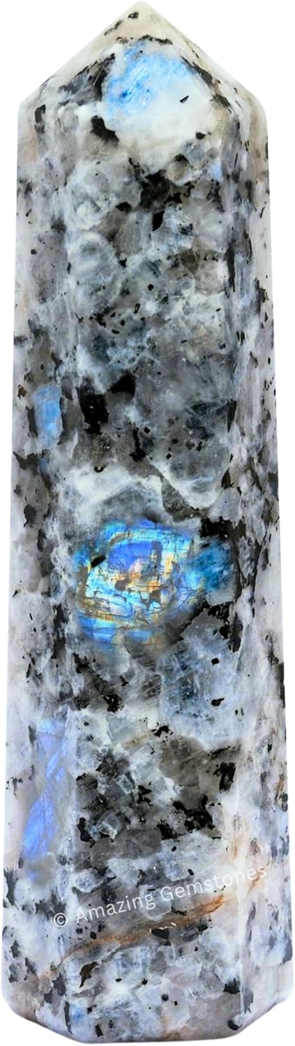 Amazing Gemstone Large Rainbow Moonstone Crystal Towers ~ Natural Healing Crystal Point Obelisk for Reiki Healing and Crystal Grid (5.5" to 6" INCH)