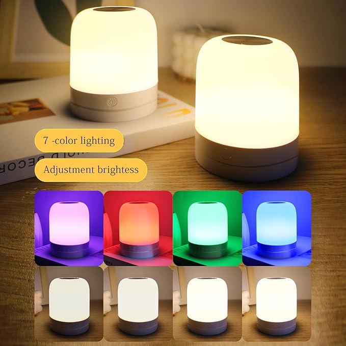 Night Light for Baby Nursery, 8 Colours Bedside Touch Sensor Night Lamps for Kids Breastfeeding and Sleep Aid, USB Rechargeable Nursery Lights8, Warm Light (Touch)