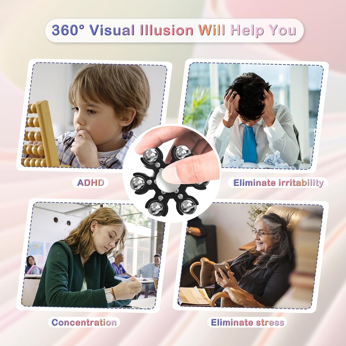 Desk-Fidget-Toys Ferris-Wheels-Spinner: Metal Kinetic-Fidget-Spinner 4mins, EDC-Toy Cool-Gadgets for School Office Christmas, ADHD Tools Gift Cool-Stuff Stress Relief Gift for Kid Children Teen Adult