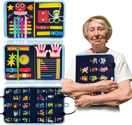 Busy Board, Fidget Blanket for Autistic Children and Adults, Sensory Blanket Montessori Toys for Toddlers, Busy Board for Preschool Educational Activities, Toy Gift for Boys and Girls